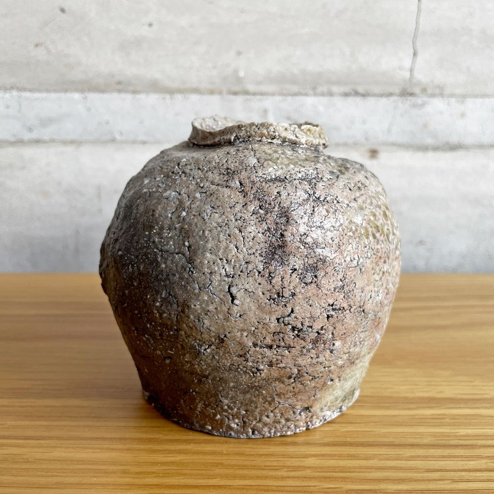 大平新五 花器 フラワーベース 陶器 H10cm 信楽焼 陶芸家 現代作家 ♪