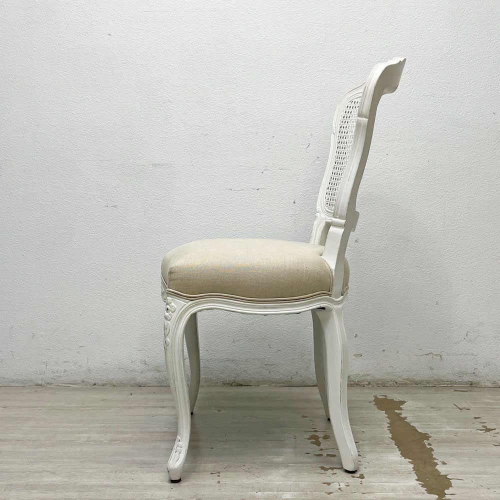 サラグレース Sarah Grace SGD デビュー ダイニングチェア DEBUT DINING CHAIR CHARM BD WHITE&NATURAL LINEN ラタンバック アンティーク風 参考定価 \55,000- B ●