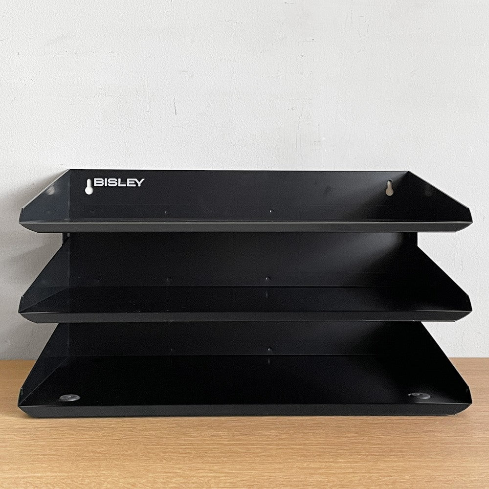 ビスレー BISLEY 3段 レターラック ブラック 書類棚 A4サイズ 横型 W38.5cm 壁掛け可 デスクアクセサリー 英国 A ■