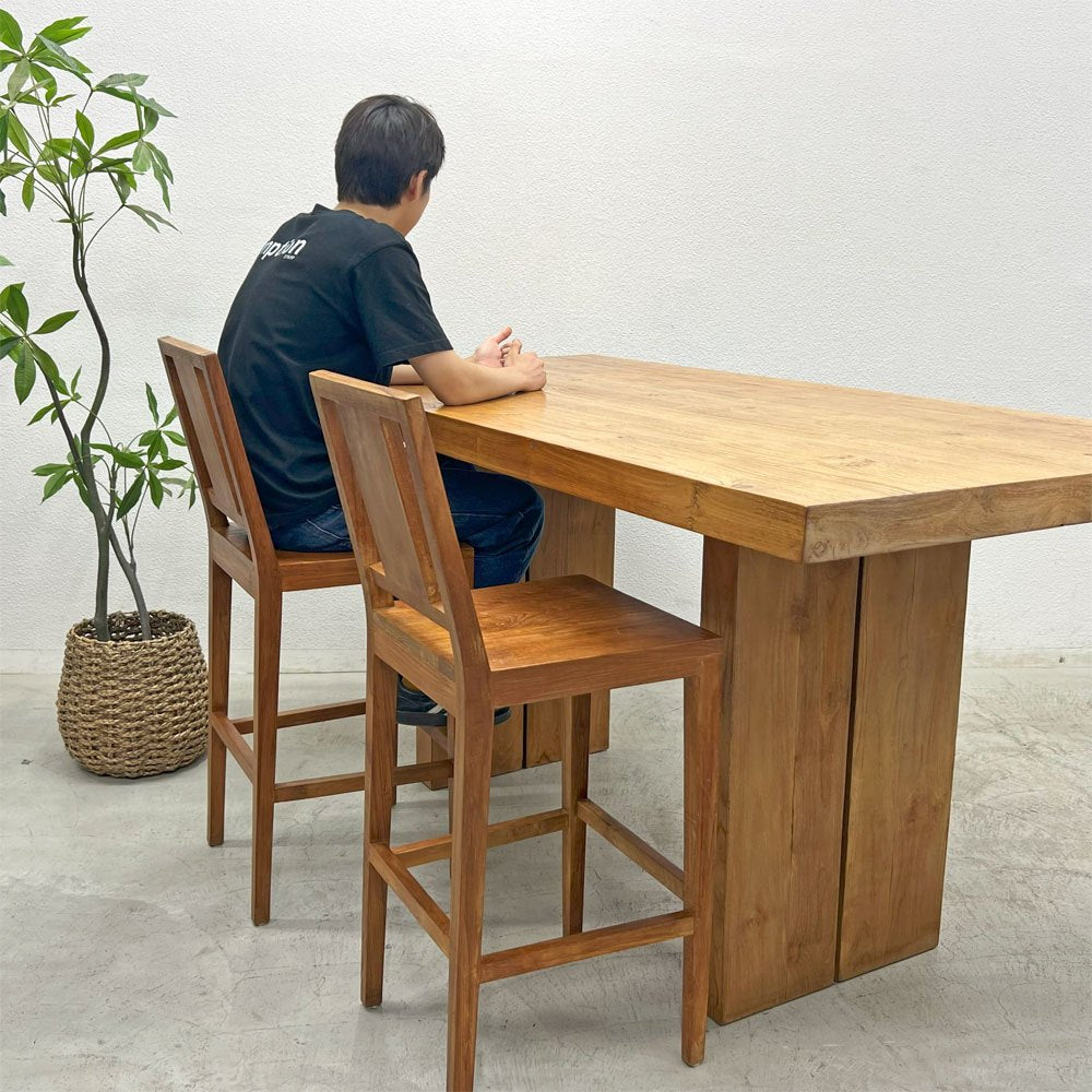 チーク 無垢材 teak wood ハイテーブル カウンター OLD JAVA アジアン スタイル 店舗什器 〓