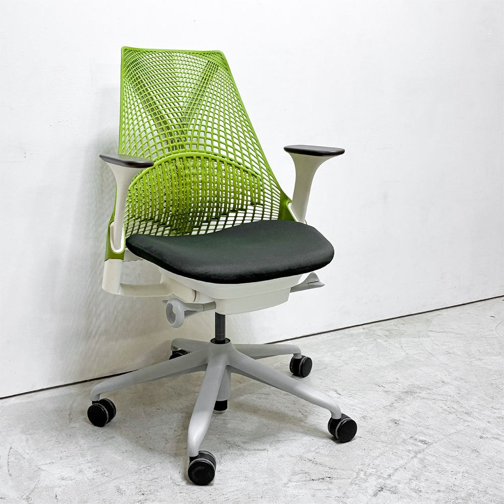 ハーマンミラー Herman Miller セイルチェア SAYL CHAIR デスクチェア オフィスチェア ランバーサポートカバー付き アップルグリーン 旧モデル イヴ・ベアール ●