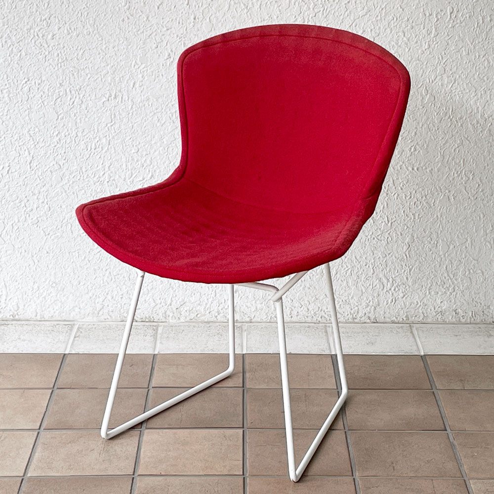 ノル Knoll 420 サイドチェア ワイヤーチェア ホワイト レッド フルカバー ハリー・ベルトイア Harry Bertoia ミッドセンチュリー 名作椅子 ◇