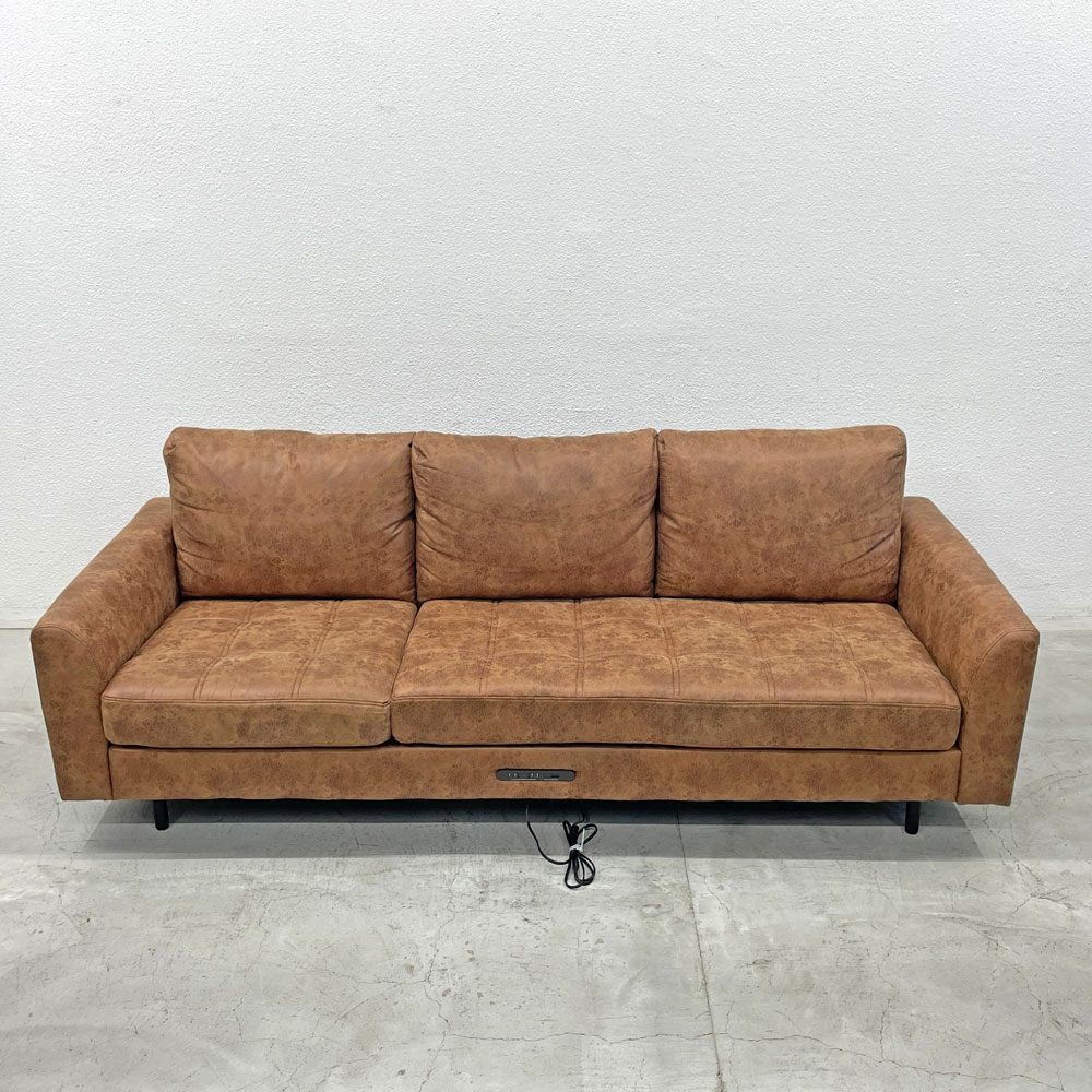 ジャーナルスタンダードファニチャー j.s.F ピーエスエフ カウチソファ PSF COUCH SOFA W210cm 3人掛けソファ オットマン レザー調 コンセント付属 参考価格165,000円 〓