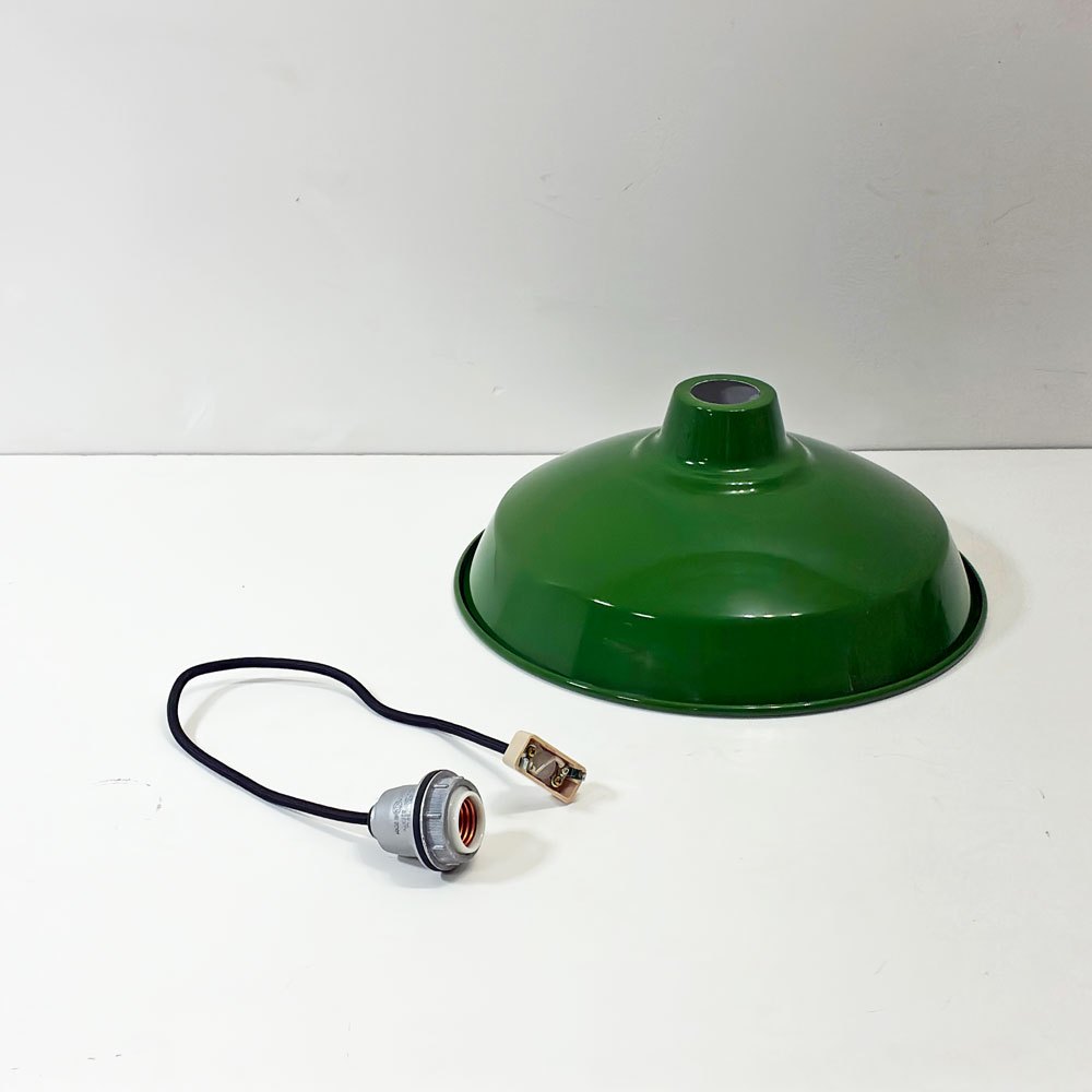 パシフィックファニチャーサービス P.F.S ホーロー ペンダントライト ENAMEL LAMP SHADE 14 ソケットコード付き グリーン ●