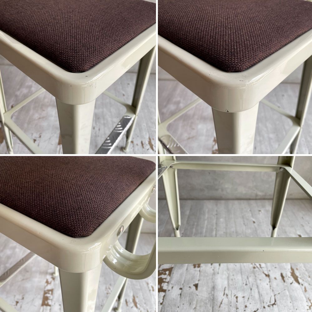ダルトン DULTON スタンダードバーチェア Standard bar chair ハイチェア アイボリー スチール×ファブリック USビンテージスタイル 座面張替え済 参考定価¥28,600- B♪