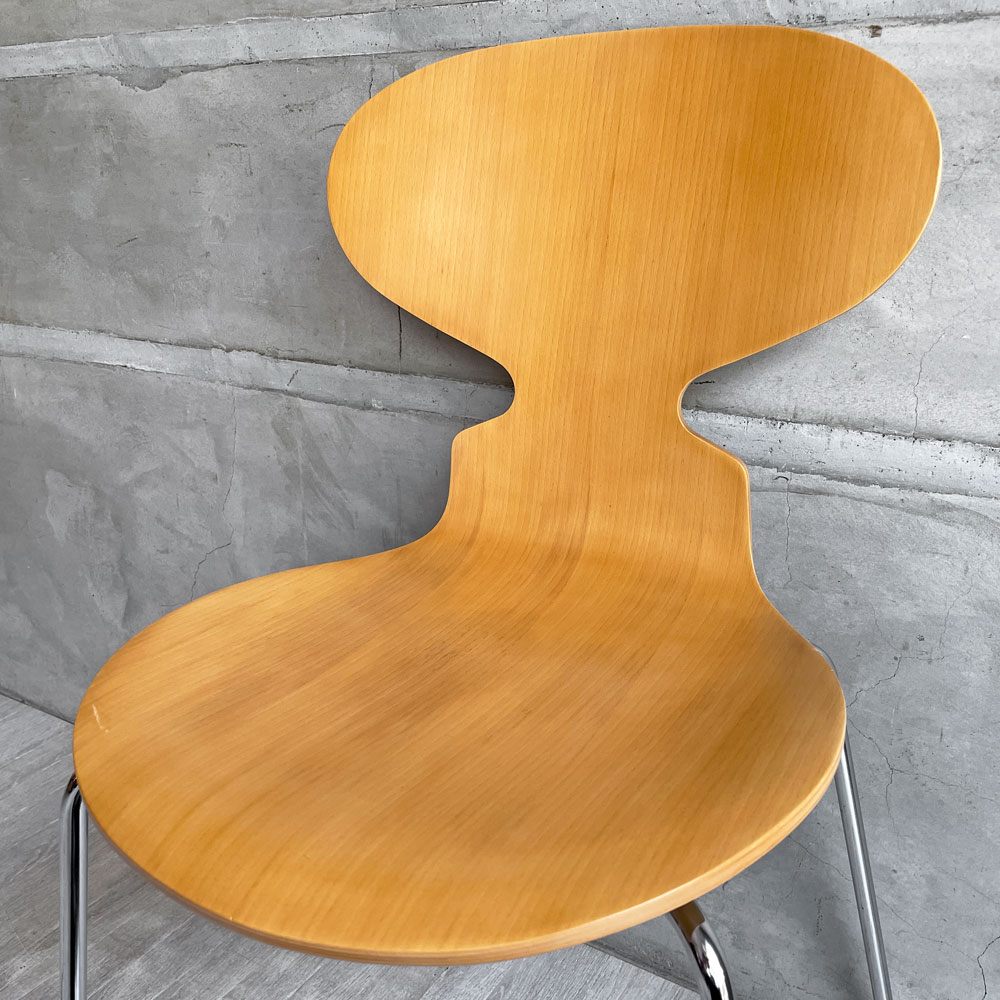 フリッツハンセン Fritz Hansen 3101 アントチェア 4本脚 ナチュラルビーチ材 ラッカー仕上げ アルネ・ヤコブセン 北欧家具 B ♪
