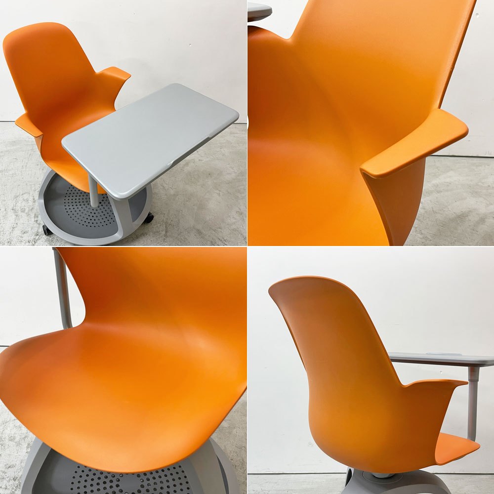 スチールケース Steelcase ノード node ミーティングチェア オフィスチェア シトロン 可動式サイドテーブル＆キャスター付き ●