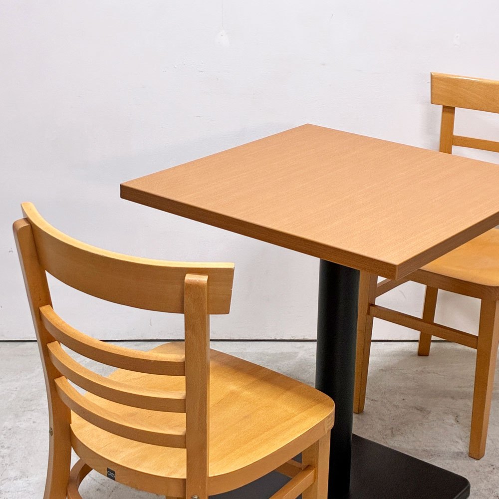 クレス CRES カフェテーブル スクエア メラミン化粧板 スチール ナチュラル ブラック カフェスタイル ●