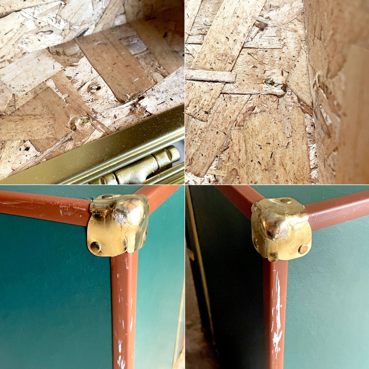 スワード トランク Seward Trunk トランクボックス ビニールレザー グリーン ゴールド 鍵付き 収納 アメリカ ■