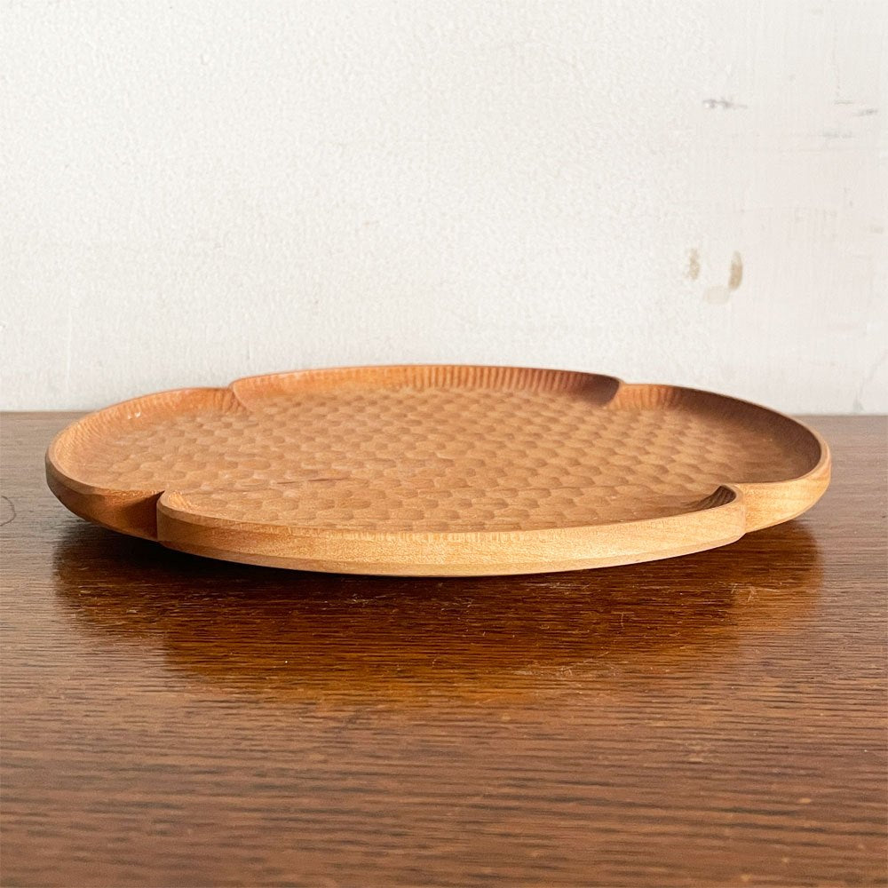 木工房 玄 高塚和則 花形パン皿 中 20cm さくら材 はちのす彫り 現代作家 ■