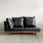 マスターウォール MASTERWAL デニッシュグランデ DANISH GRANDE SOFA 2シーターソファ ワンアーム 右片肘 W159cm ウォールナット無垢材 本革 ブラックレザー 定価￥753,500- 展示品 〓