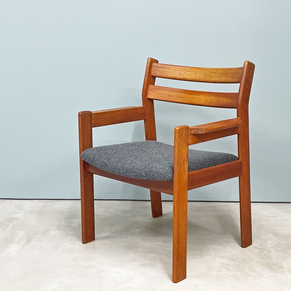辻木工 TSUJI MOKKO チーク材 ダイニング アームチェア ファブリック張替済み ビンテージ vintage 北欧スタイル B ◎