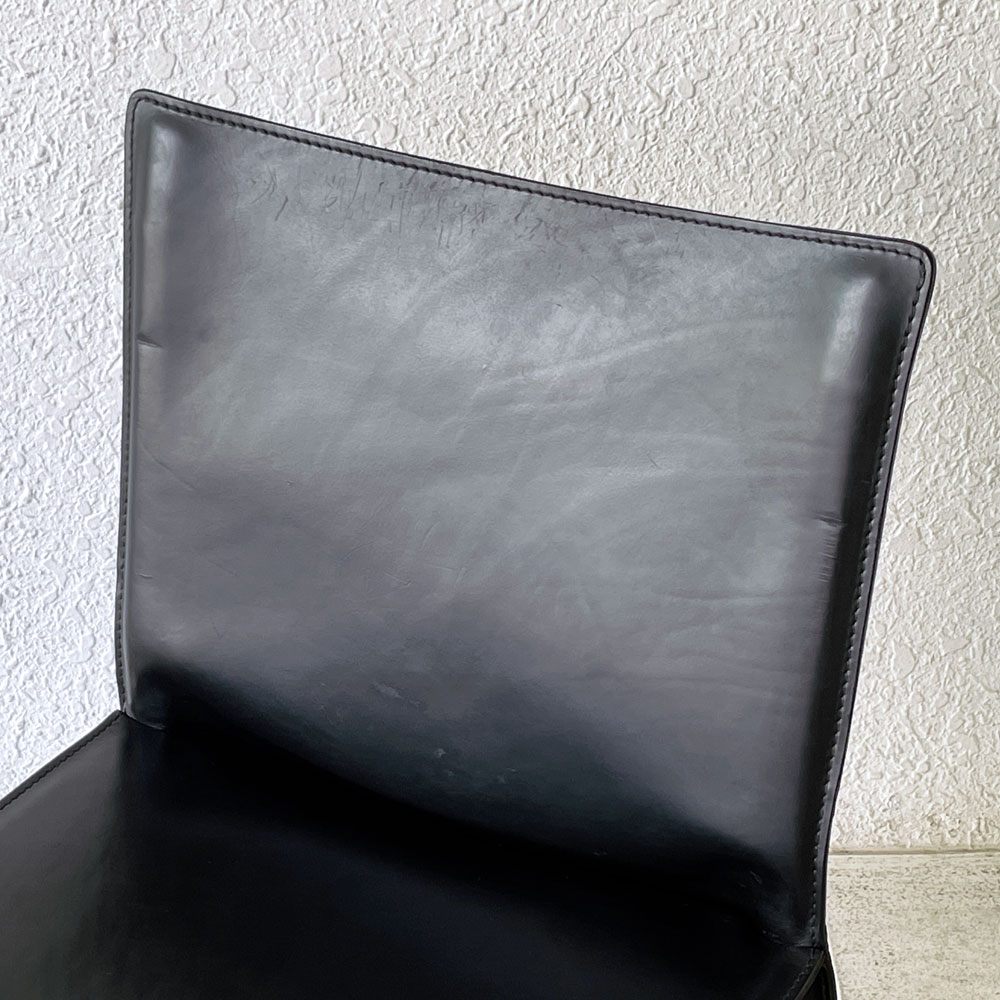 カッシーナ Cassina キャブチェア 412 CAB CHAIR アームレス 本革 マリオ・ベリーニ MoMA イタリアンモダン 定価￥308,000- ◇