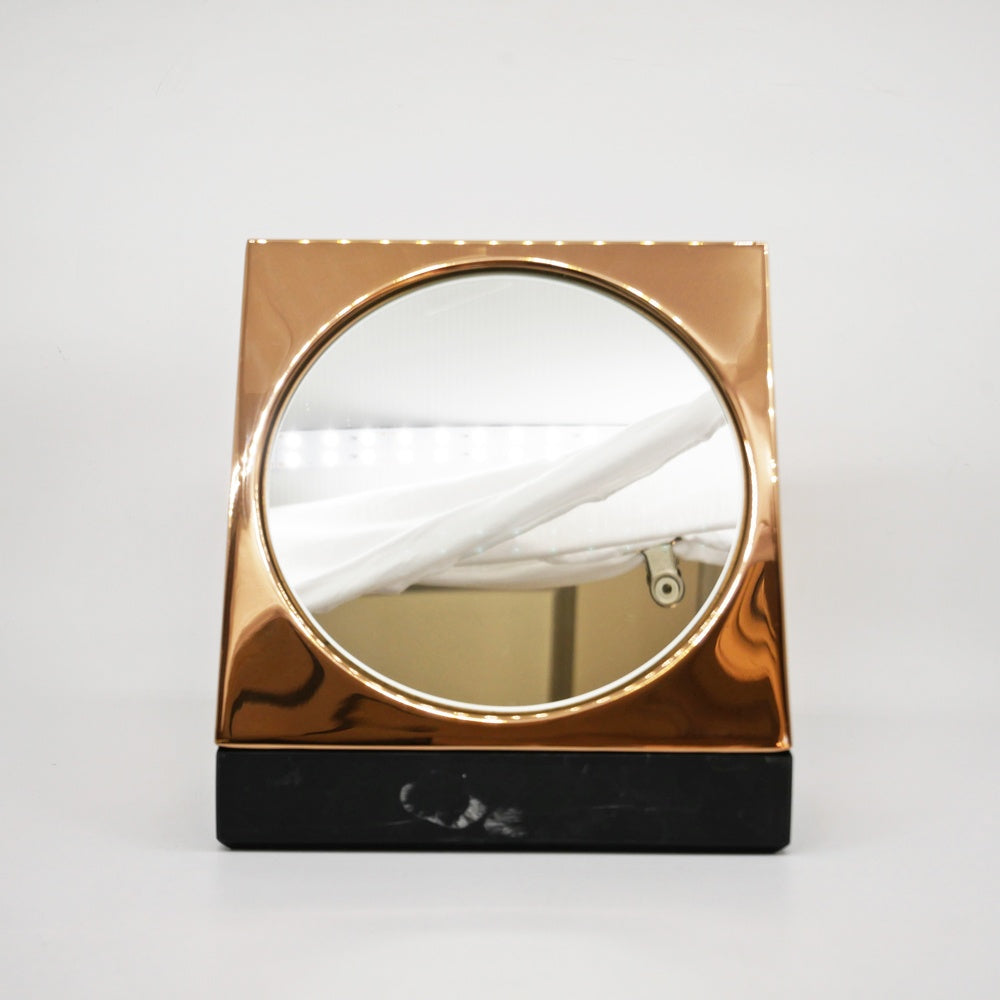 トムディクソン Tom Dixon 卓上ミラー 台座付き Lid Wedge Mirror + Base 大理石 コッパーカラー ●