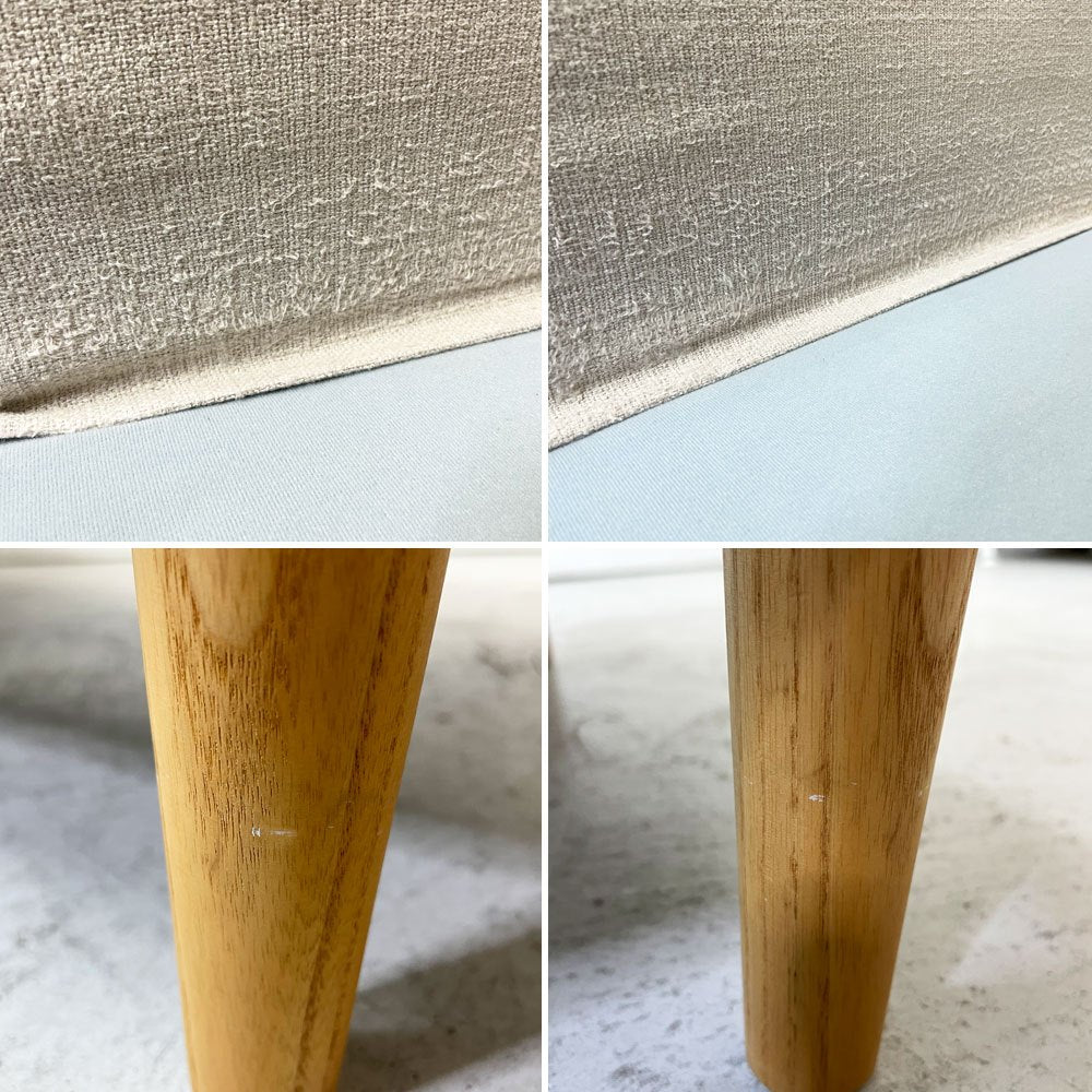 モモナチュラル Momo natural アルネ レイドバック ベンチ ARNE LAID-BACK BENCH ハーフバックベンチ HALF BACK BENCH アームレス リビングダイニングソファ 2P 2人掛け ベージュカラー ファブリック カバーリング  アルダー材 ●