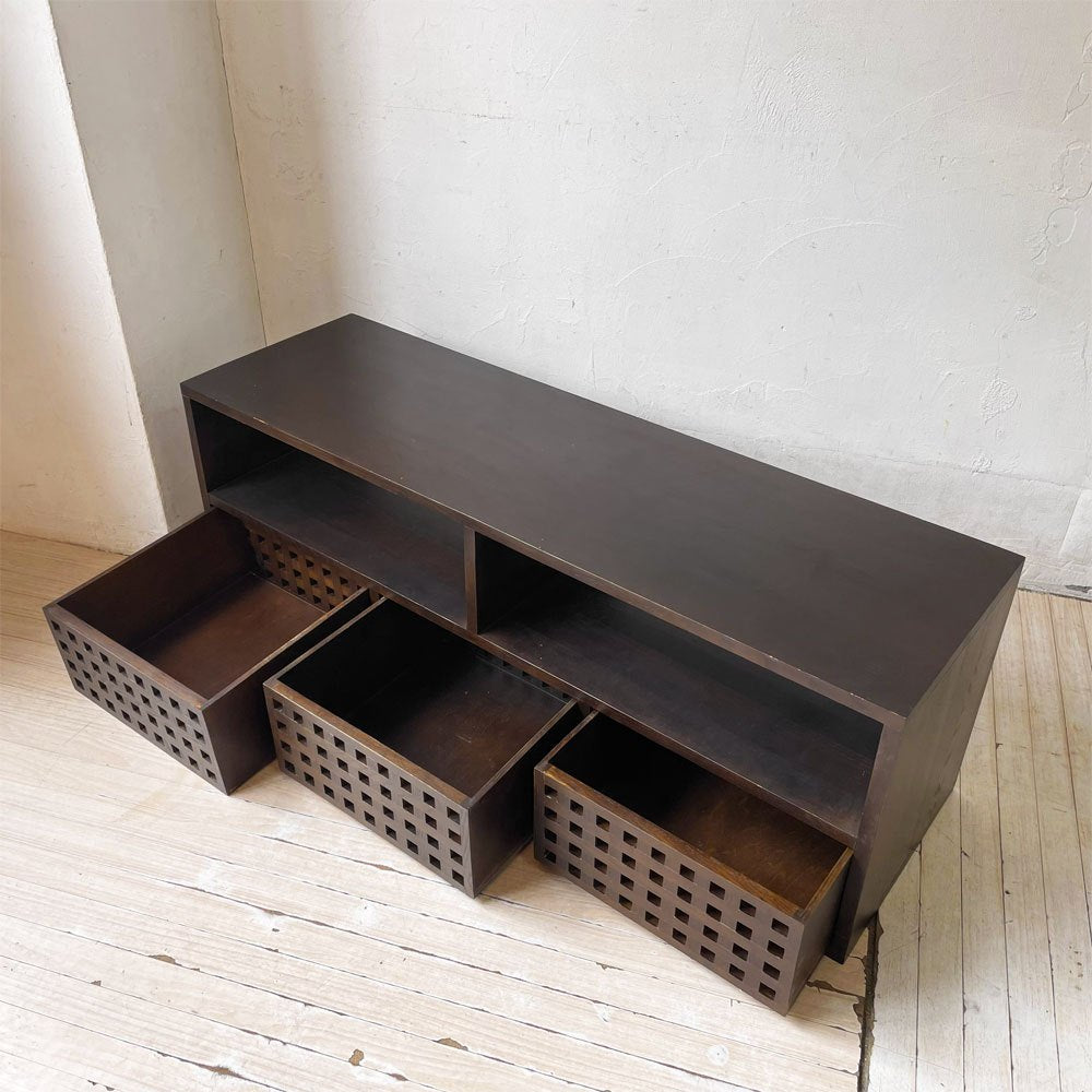 エーフラット a.flat キューブ Cube テレビボード AVボード アッシュ無垢材 引き出し3杯 W116cm アジアンモダンスタイル 定価約￥76,417- ★