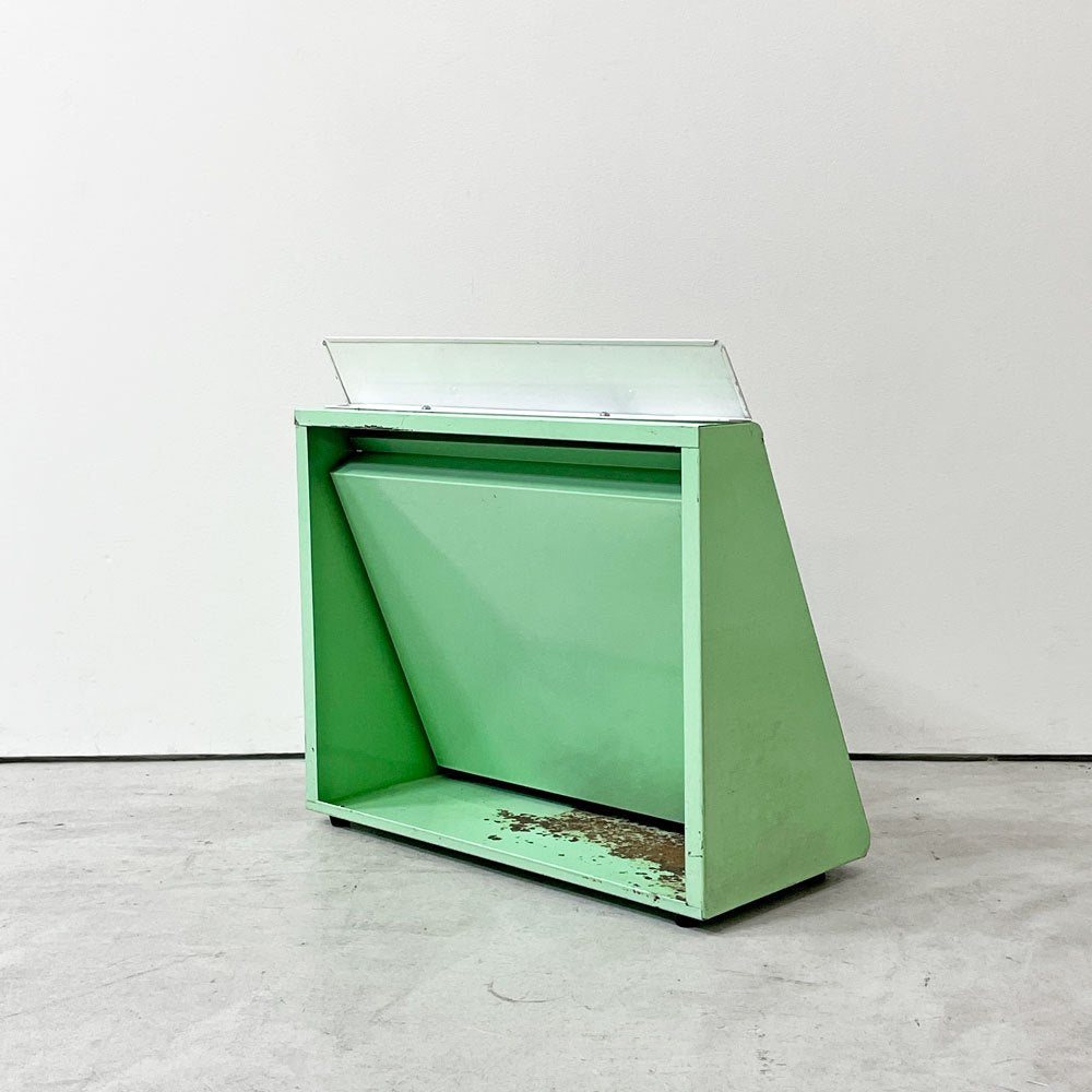 ジャパンビンテージ Japan vintage サクラマット 水彩 スチールｘガラス 陳列ケース ショーケース 4段 店舗什器 昭和レトロ ●