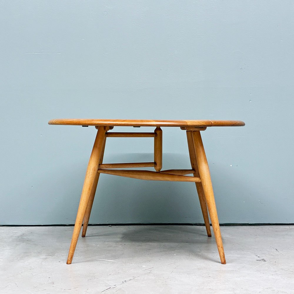アーコール Ercol バタフライローテーブル サイドテーブル エルム材 サークル Φ61cm ゲートレッグ式 ドロップリーフ UKビンテージ ◎