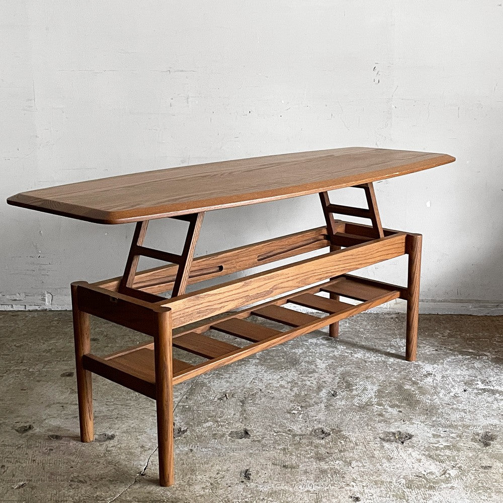 モモナチュラル Momo Natural リバーゲート RIVERGATE エレベーターテーブル センターテーブル オーク材 W125cm 北欧スタイル ■