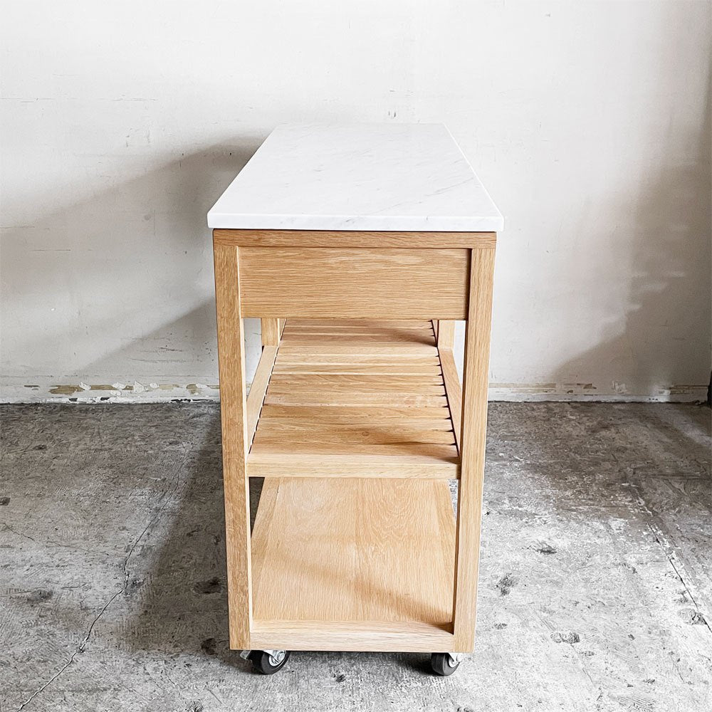 ザ・コンランショップ THE CONRAN SHOP オーク材 X マーブルトップ キッチンカウンター キッチンワゴン 大理石天板 2ドロワー キャスター ■