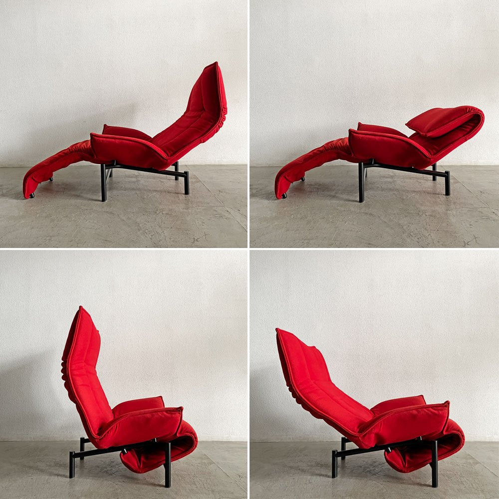 カッシーナイクスシー Cassina ixc. ヴェランダ VERANDA 1人掛けソファ ラウンジチェア リクライニング ファブリック レッド系 ヴィコ・マジストレッティ 廃番 〓