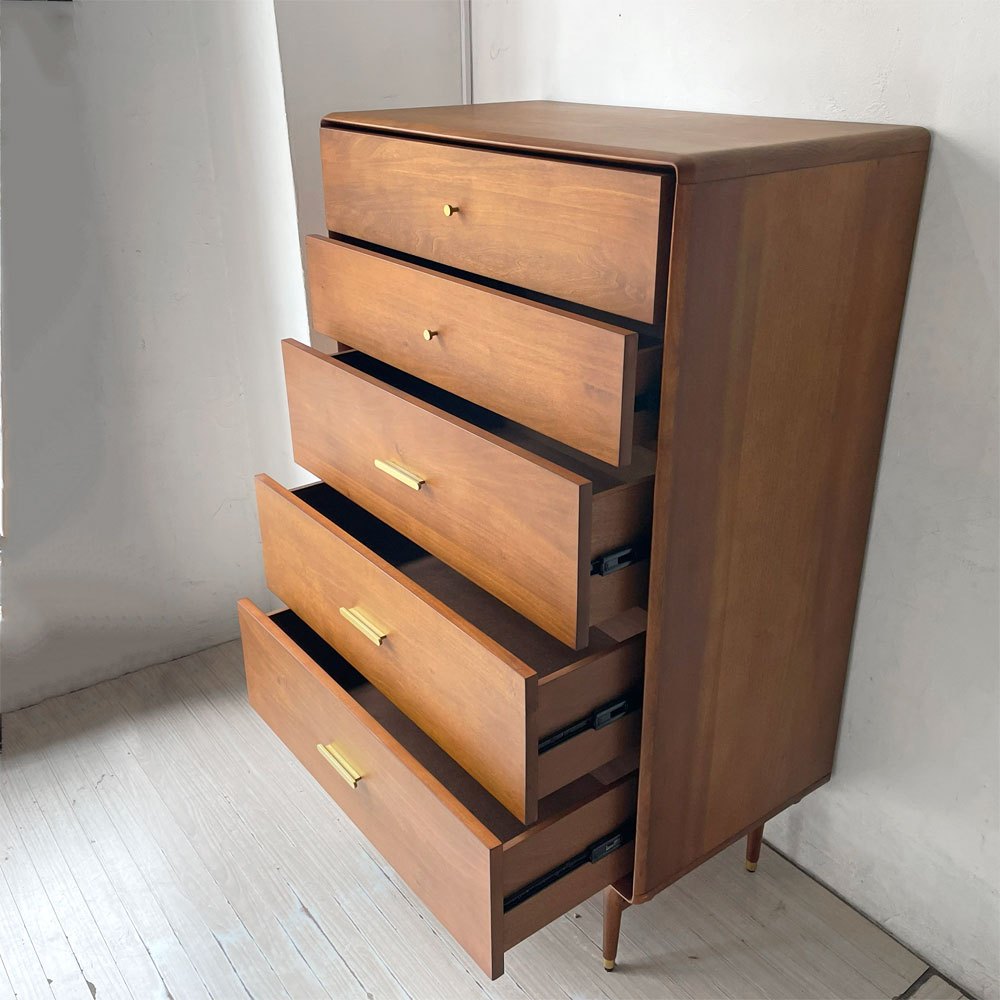 サンダー デザイン XANDER DESIGNS ジュリー JULIE ハイ チェスト HIGH CHEST 5ドロワー 真鍮ハンドル 北欧デザイン 定価¥209,000- ★