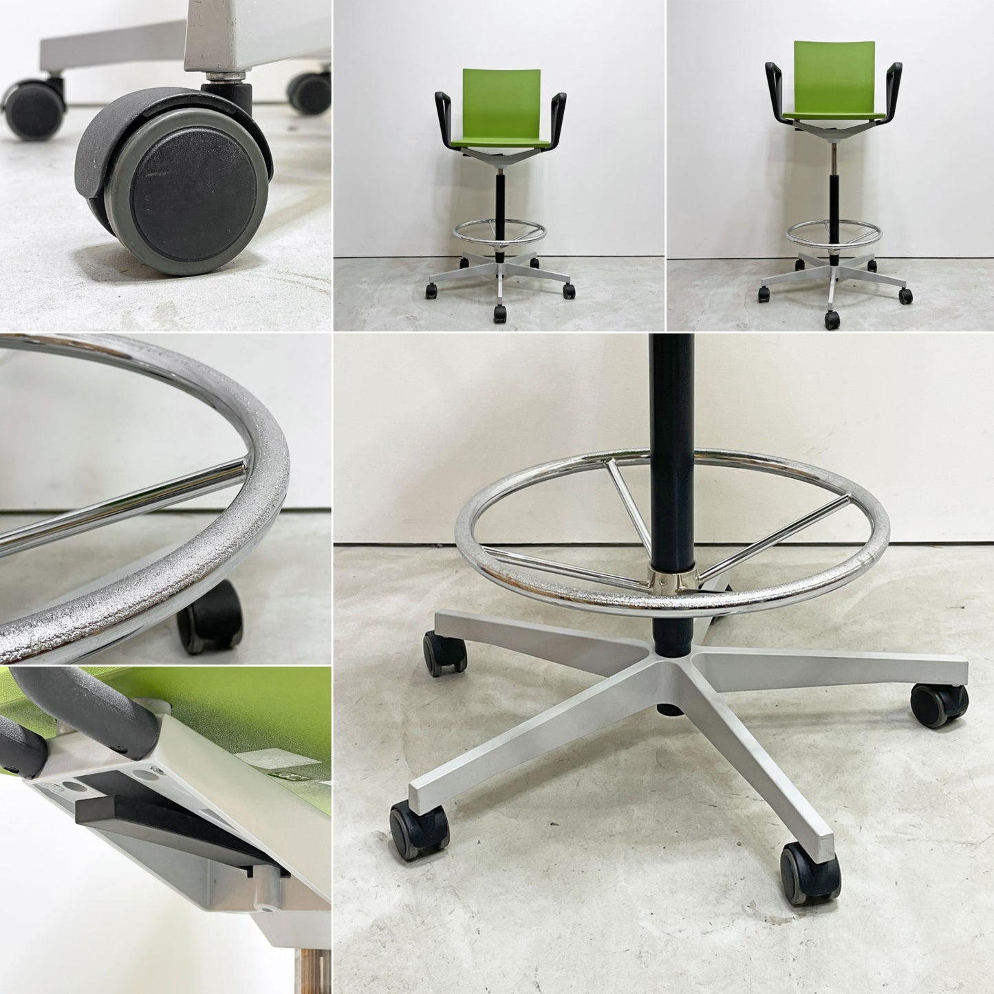 ヴィトラ Vitra ゼロフォー カウンター 04 Counter オフィスチェア ハイチェア カウンターチェア グリーン アーム リバースブレーキキャスター マールテン・ヴァン・セーヴェレン 廃番カラー ●