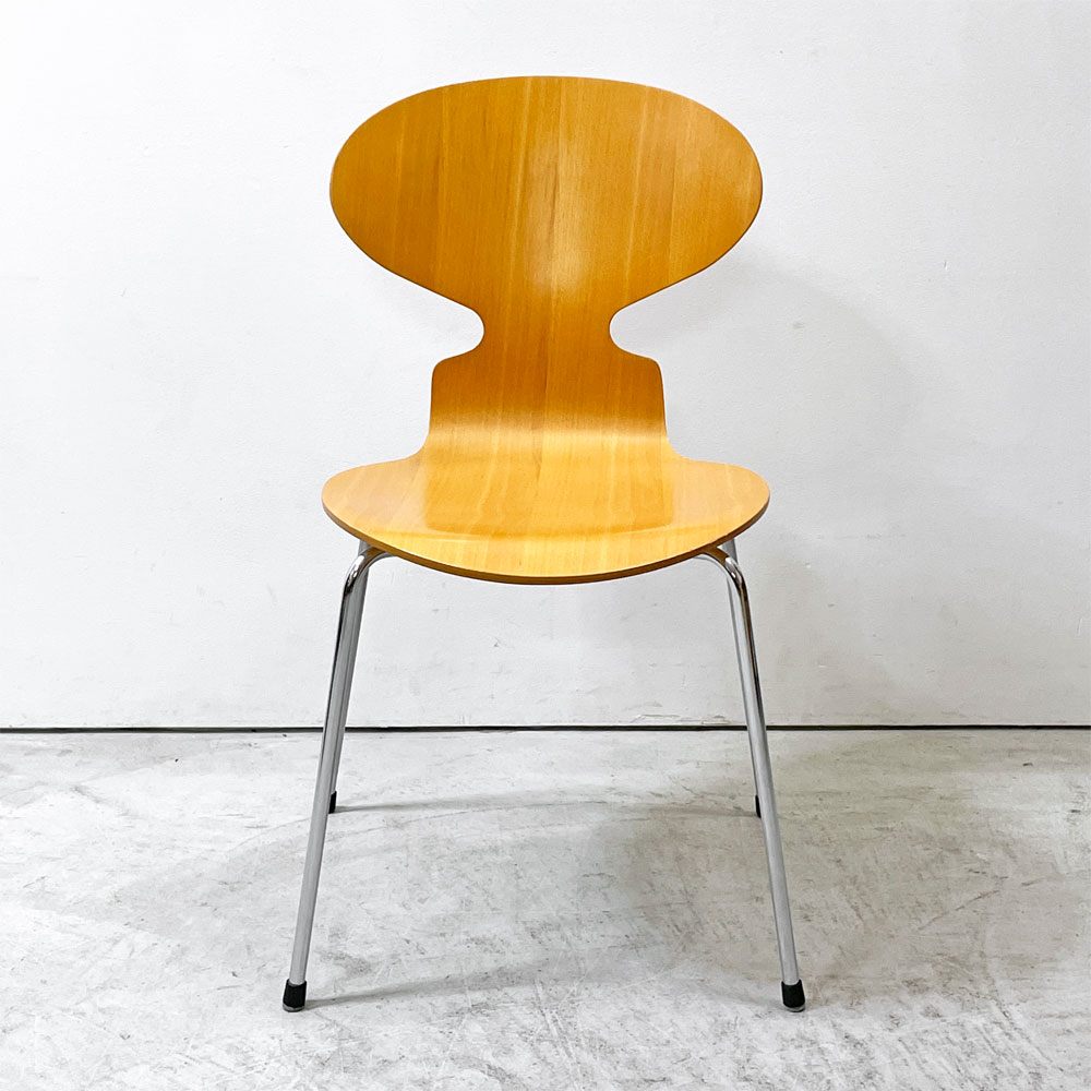 フリッツハンセン Fritz Hansen アントチェア 4本脚 ナチュラルビーチ ラッカー アルネ・ヤコブセン 北欧家具 C ●