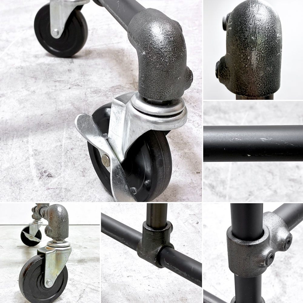 インダストリアルデザイン Industrial Design ハンガーラック 水道管パイプ ガス管 オーダー品 キャスター付き 店舗什器 ●