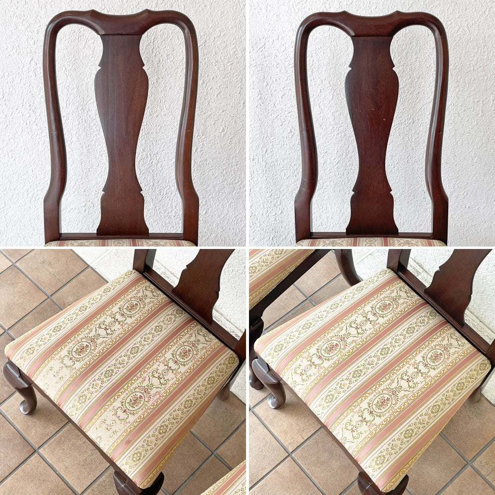 イーセンアーレン ETHAN ALLEN ビンテージ Vintage ダイニングチェア 猫脚 クラシカル クイーンアンスタイル 2脚セット ◇