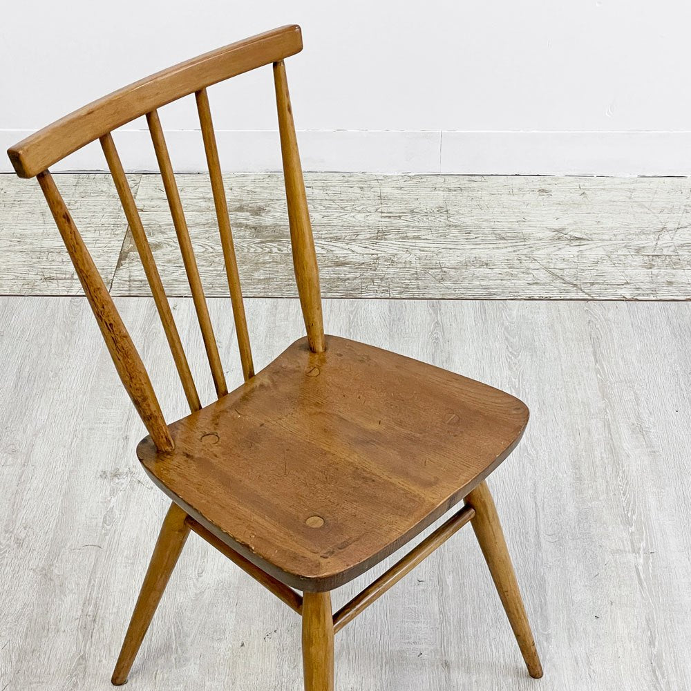 アーコール Ercol スティックバックチェア ダイニングチェア エルム材 UKビンテージ Vintage 英国家具 ●