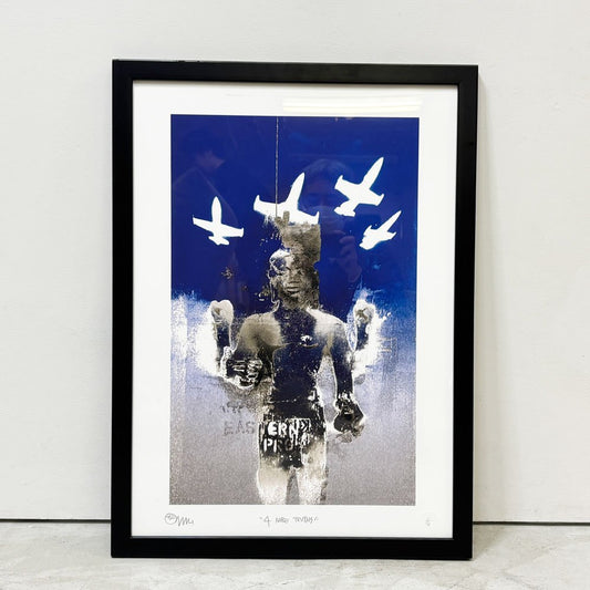 ロバート・デル・ナジャ Robert Del Naja 3D シルクスクリーン ”4 Noble Truths” サイン＆POWエディションナンバー入り 45/50 Massive Attack メンバー スクリーンサイズ 37.5×59cm 額装品 ●