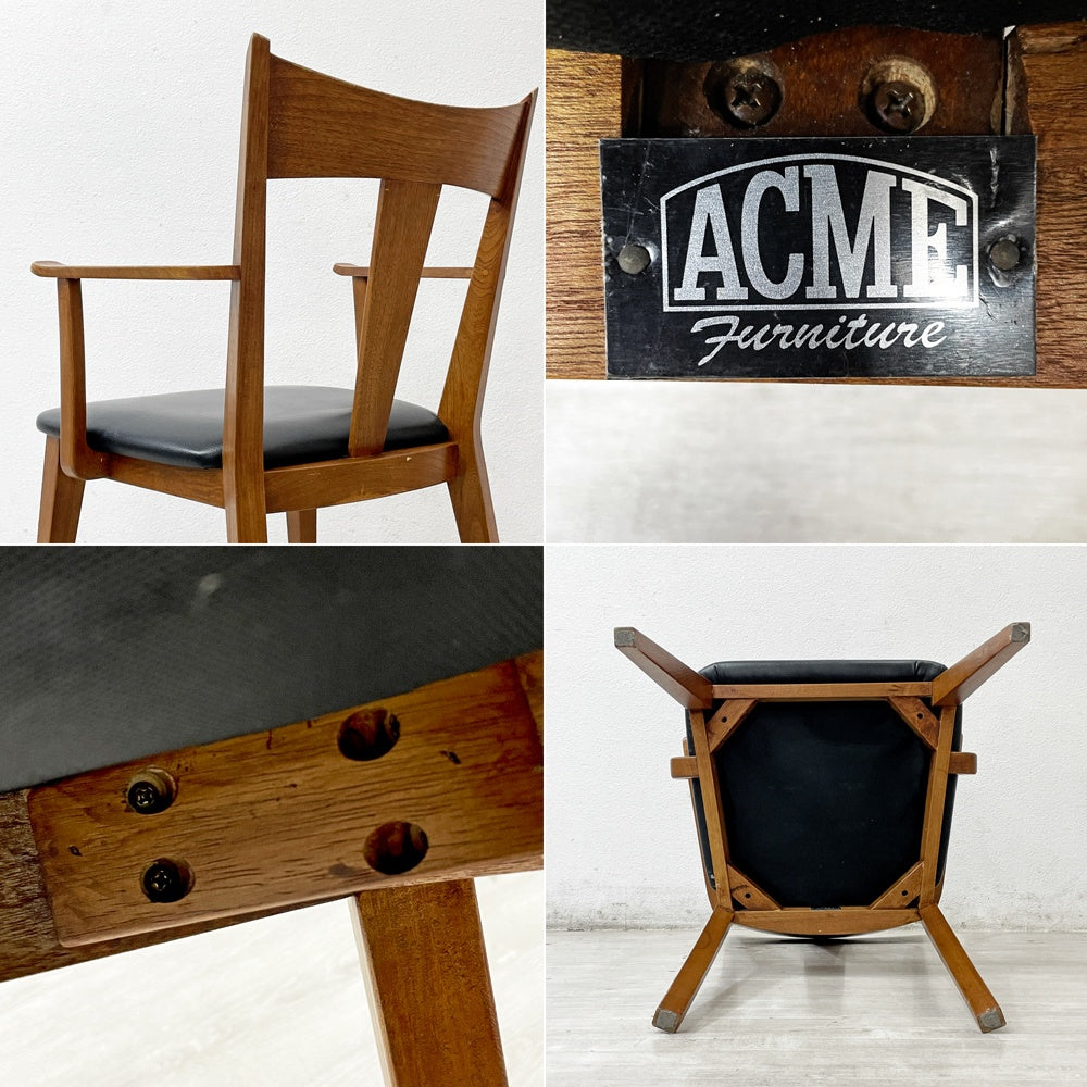 アクメファニチャー ACME Furniture カーディフ アームチェア CARDIFF ARM CHAIR ダイニングチェア アッシュ材 ビニールレザーシート ブラック A ●