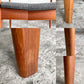 ジャパンビンテージ Japan Vintage チーク材 ラダーバック ダイニングチェア グレー系ファブリック SH39cm 座面張替＆ウレタン交換済 北欧スタイル ■