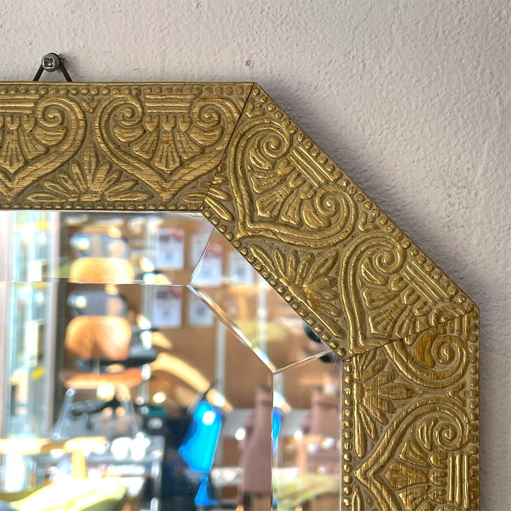 ヨーロピアン クラシカルデザイン ウォールミラー ゴールドフレーム 八角形 Octagon Wall Mirror 壁掛け鏡  ★
