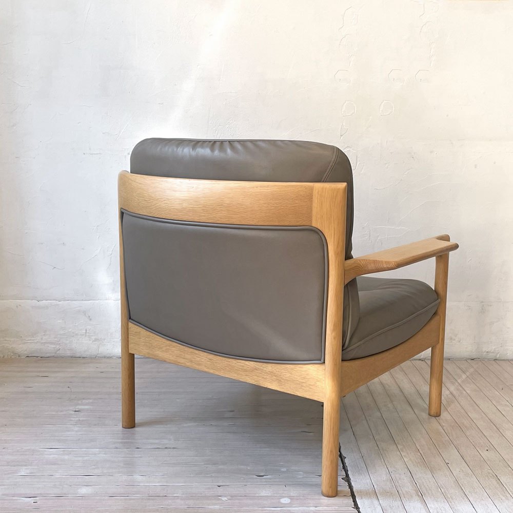 カンディハウス CONDE HOUSE ゴルファー サロン チェア シングルソファ ナラ無垢材 本革 レザー 旭川家具 ★