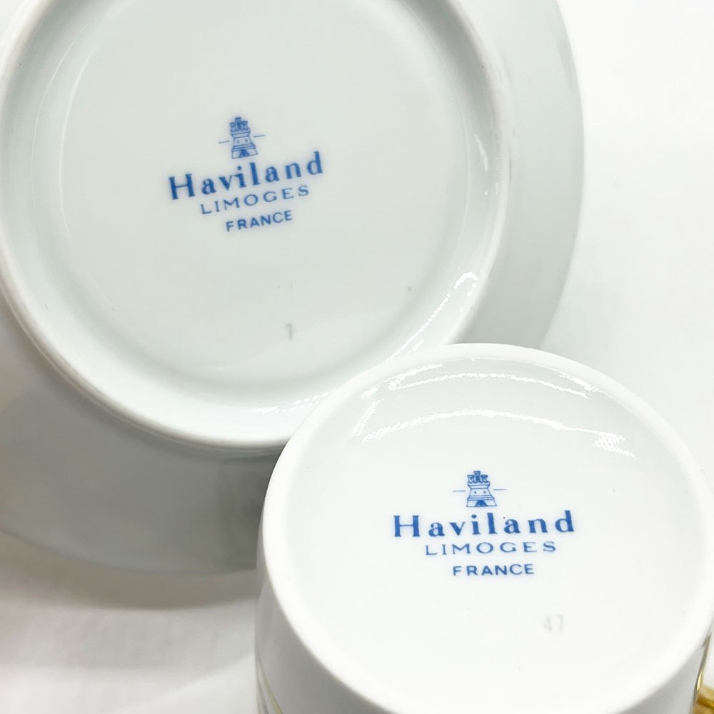 アビランド HAVILAND リモージュ ルーヴシエンヌ デミタスカップ & ソーサー ケーキプレート 3点セット トリオセット ●