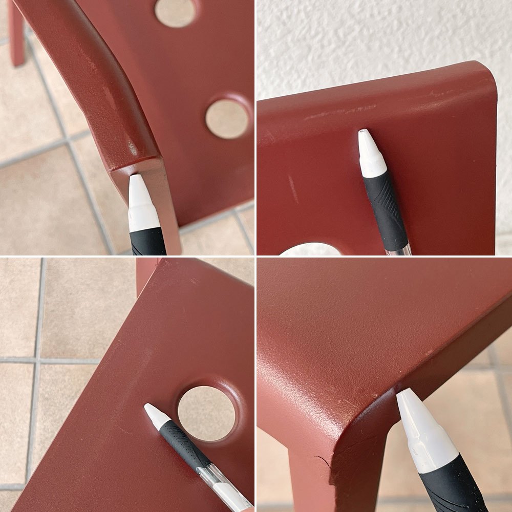 ヘイ HAY バルコニーチェア BALCONY CHAIR 屋外用 ダイニングチェア アームレス スタッキング スチール アイアンレッド 北欧 デンマーク 定価44,000円 B ◇