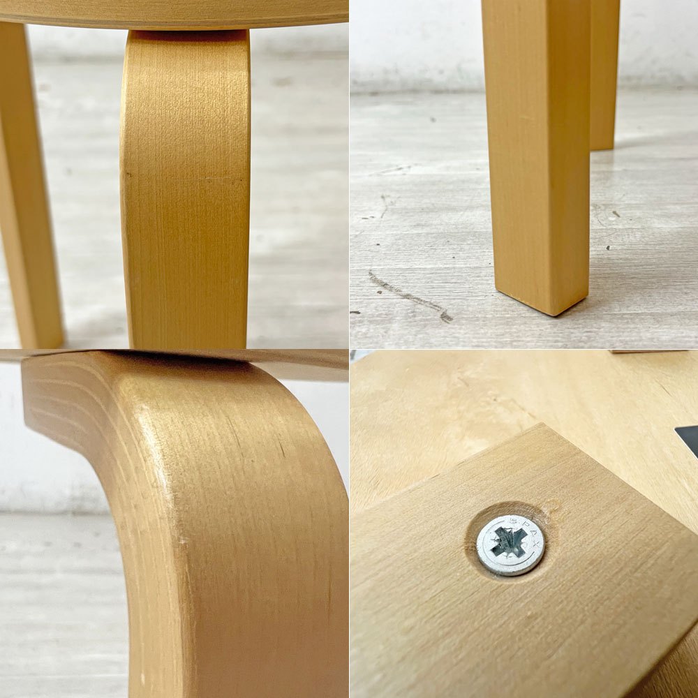 アルテック Artek スツール60 Stool60 バーチ材 ナチュラルラッカー 3本脚 アルヴァ・アアルト フィンランド ●