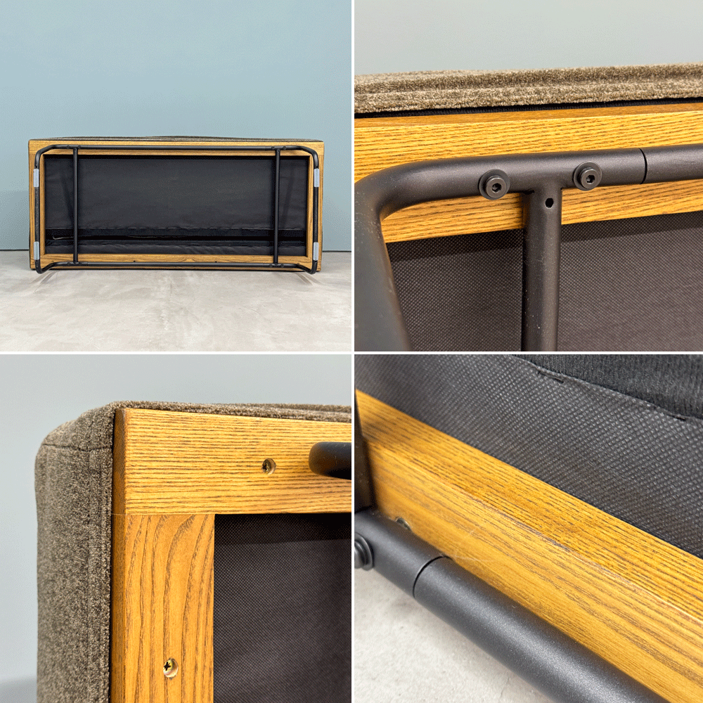 リセノ Re:CENO ワイリー WIRY 2人掛けソファ ベンチ クリンプ生地 グレー カバーリング スチール脚 ビンテージスタイル 定価￥86,800- ◎