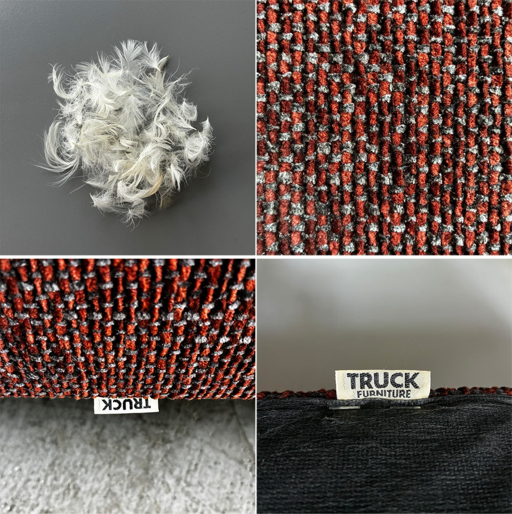 トラックファニチャー TRUCK FURNITURE FK ソファ 3シーター W204cm ウォールナット無垢材 × イタリア製 生地 褐色系 参考価格約55万円の品 〓