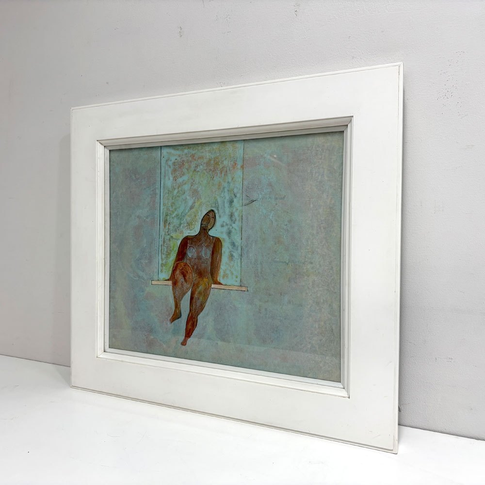 佐藤剛外 油彩画 窓辺の裸婦 油絵 洋画家 童話作家 自由美術協会会員 日本美術家連盟会員 額装品 ●