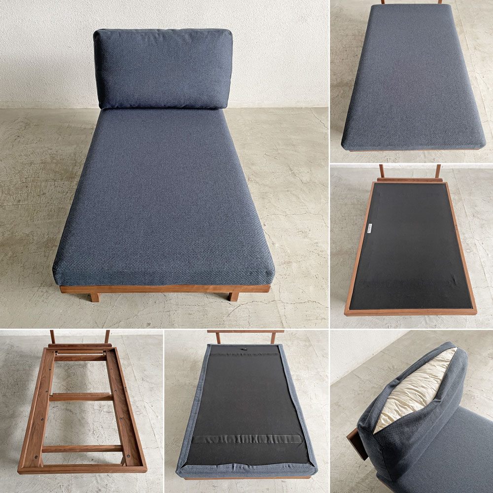 マスターウォール MASTERWAL コモンルーツ COMMON ROOTS ブリッジソファ BRIDGE SOFA アームレスカウチ 80 ファブリックシート ウォールナット無垢集成材 定価￥335,500- 展示品 〓