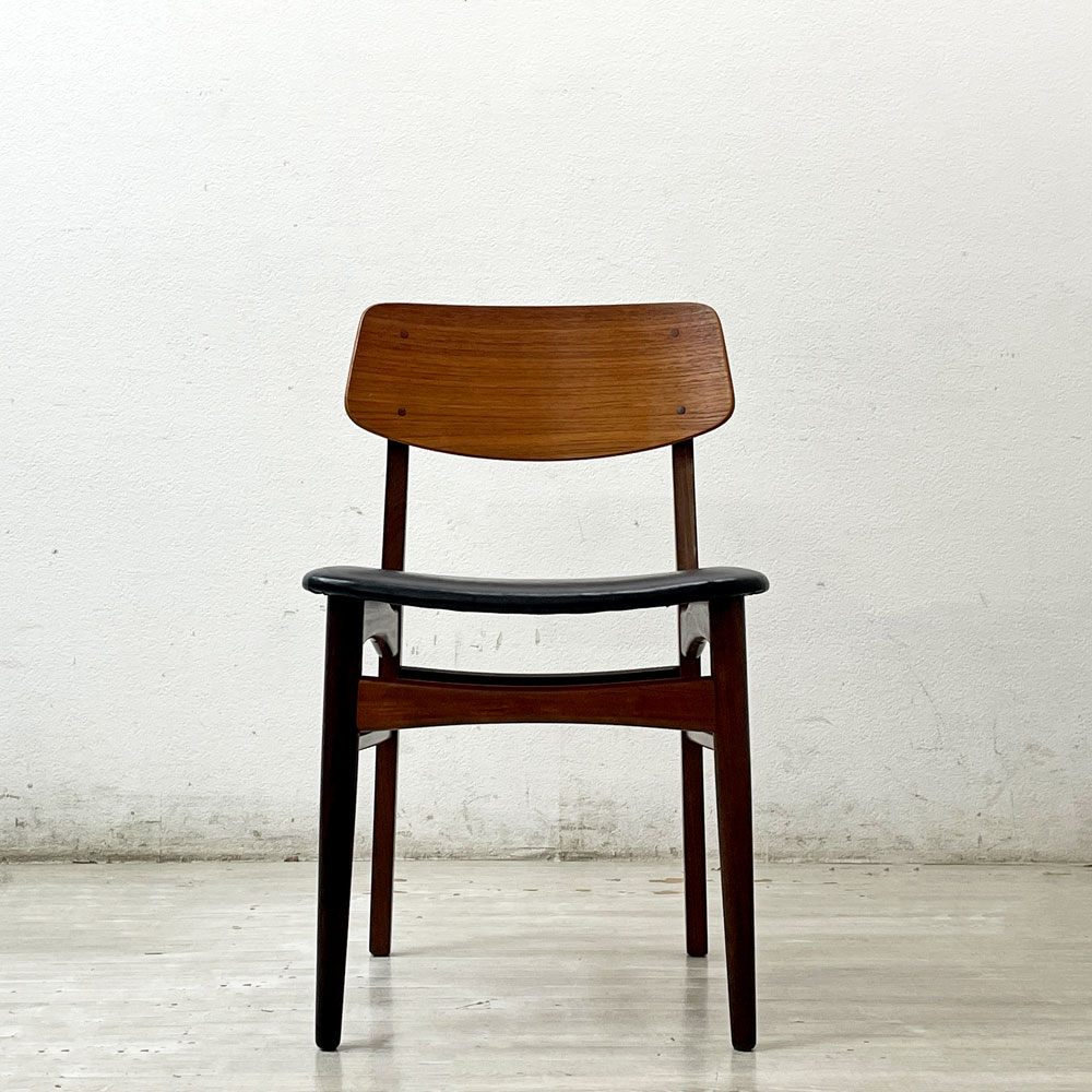 ファーストラップ FARSTRUP Model 208A ダイニングチェア チーク×アフロモシア材 レザー デンマーク ビンテージ 北欧家具 A ●