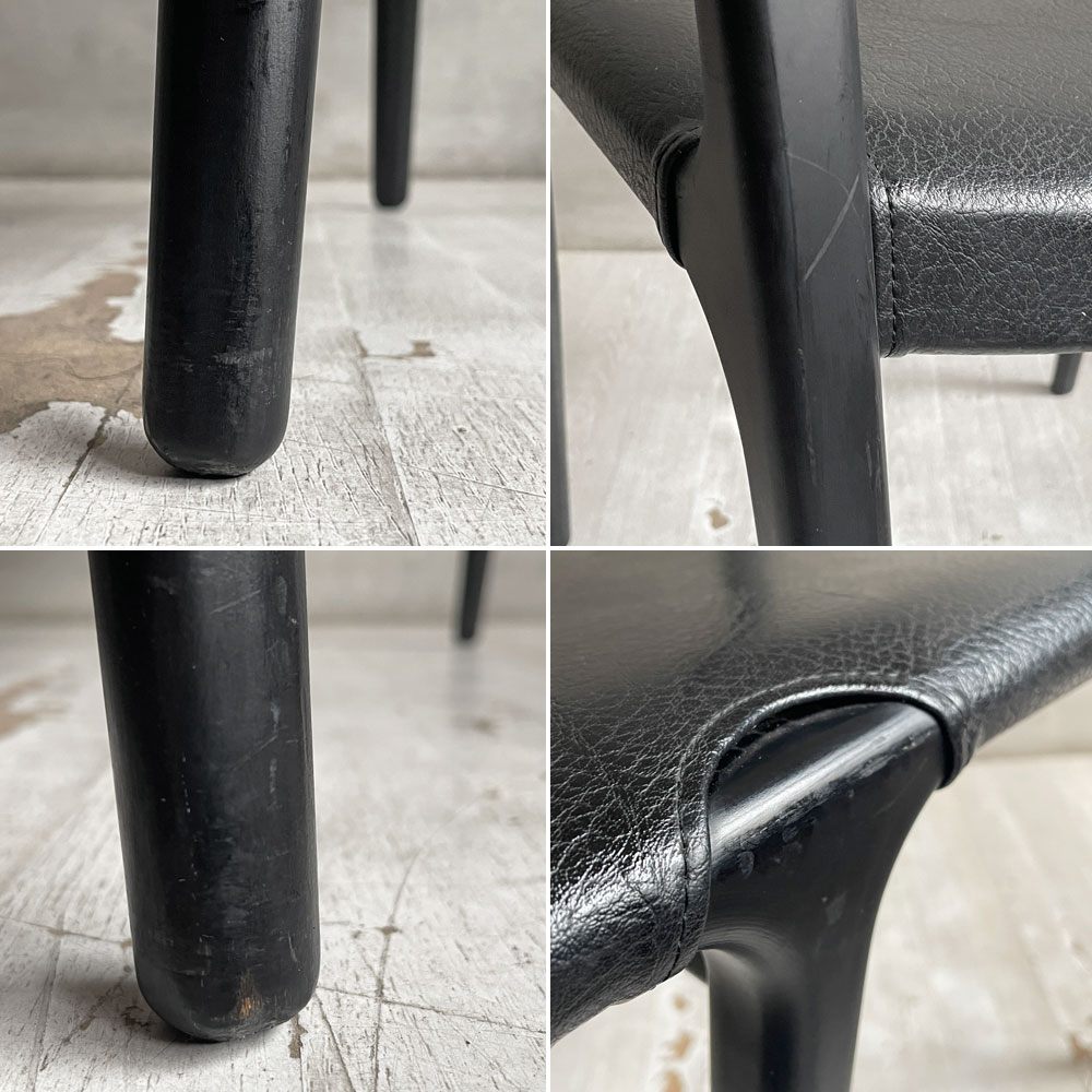 天童木工 TENDO インパラチェア Impala Chair ダイニングチェア ブラック レザー 本革 佐々木敏光 ジャパニーズミッドセンチュリーモダン C  ♪