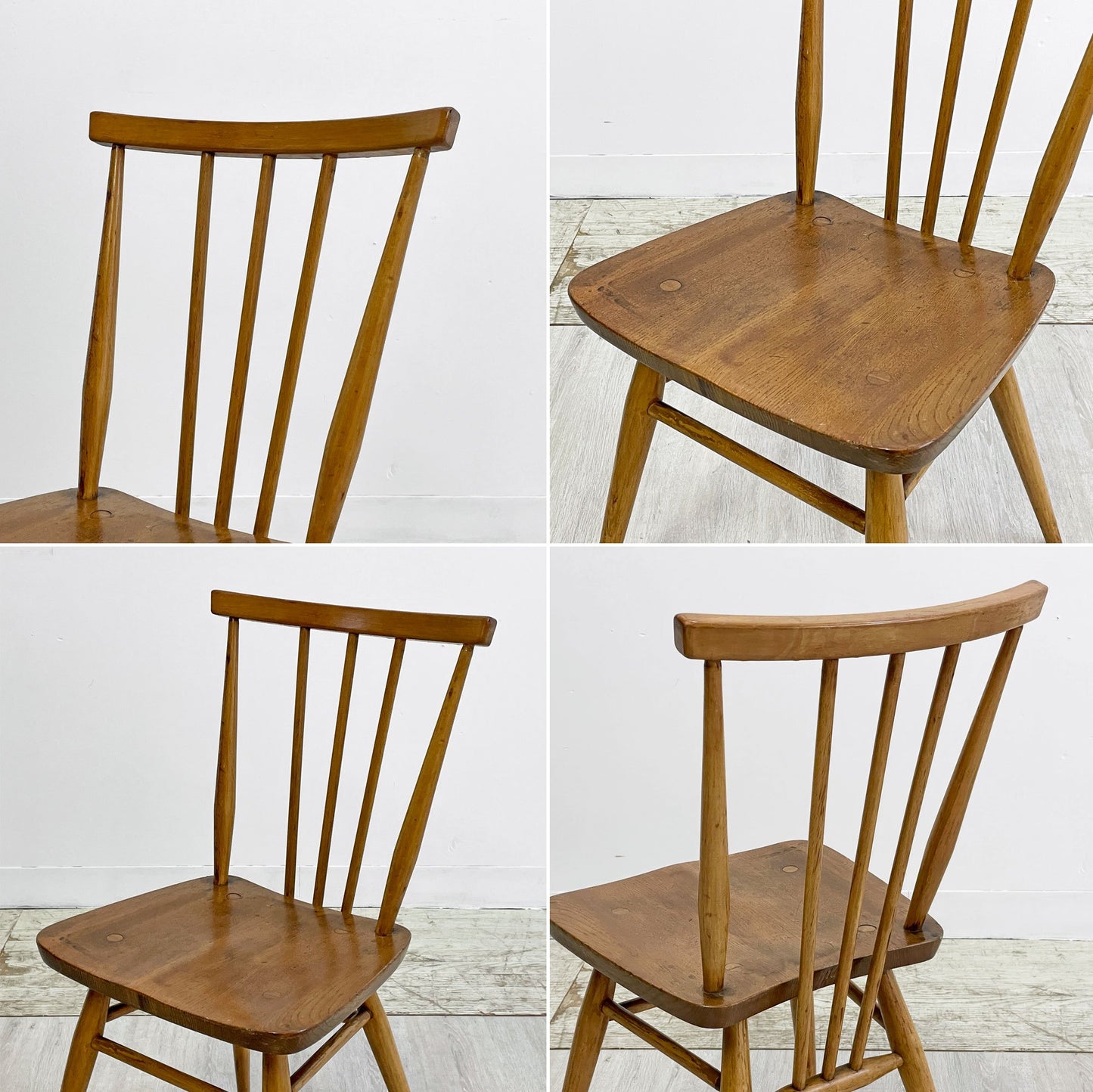 アーコール Ercol スティックバックチェア ダイニングチェア エルム材 UKビンテージ Vintage 英国家具 ●