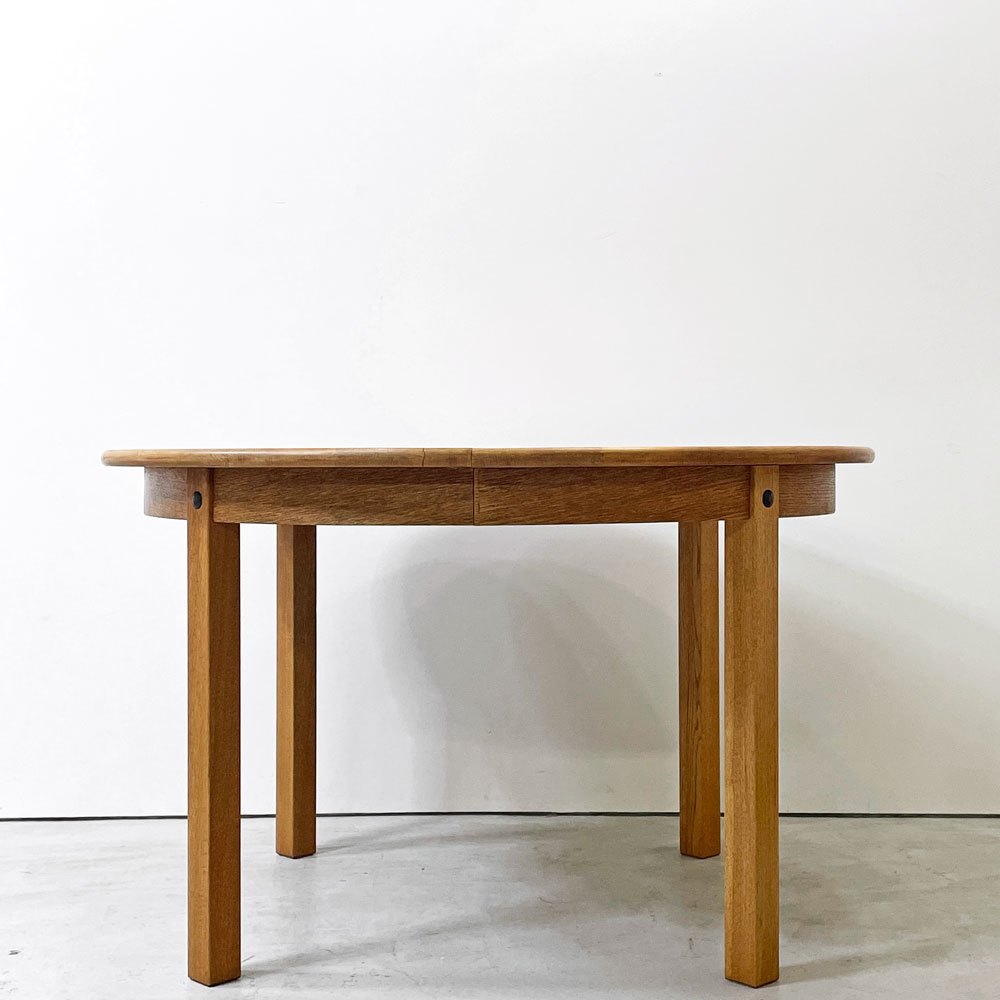 デンマーク ビンテージ Danish vintage オーク材 エクステンション ダイニングテーブル ラウンド 伸長式 Φ120cm 北欧家具 ●