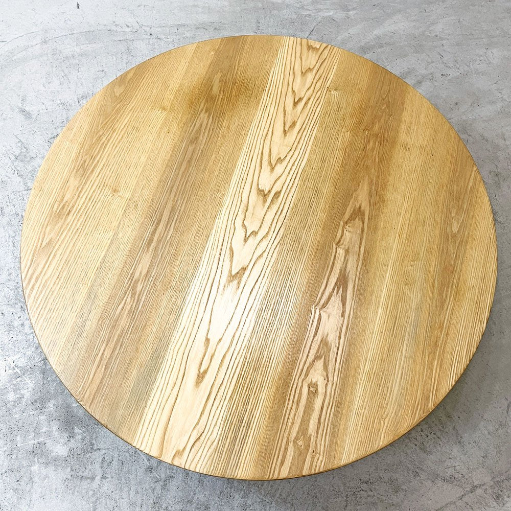 ナチュラルデザイン Natural design オーク無垢集成材 折りたたみテーブル ローテーブル ラウンド W119cm シンプルモダン ●