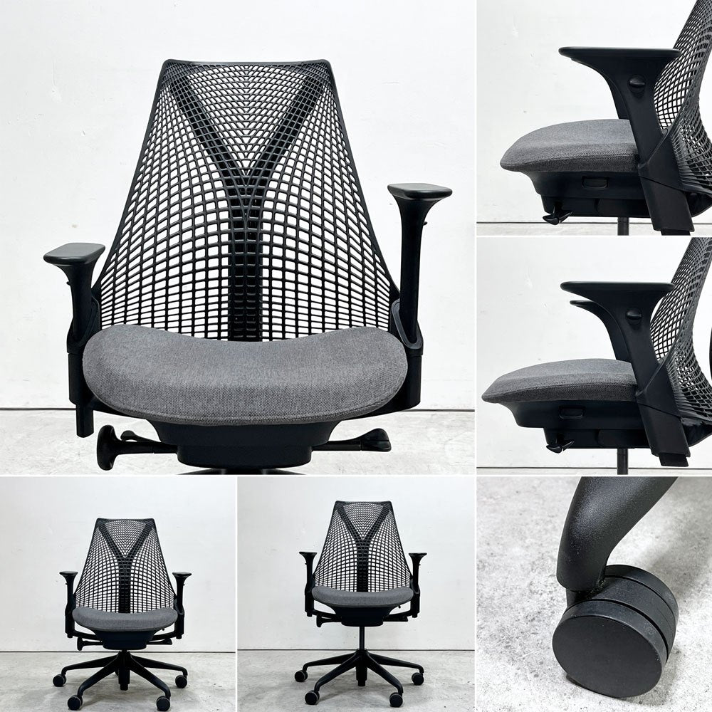 ハーマンミラー HermanMiller セイルチェア SAYL Chair デスクチェア オフィスチェア アジャスタブルアーム ブラック イヴ・ベアール 2021年製 ●
