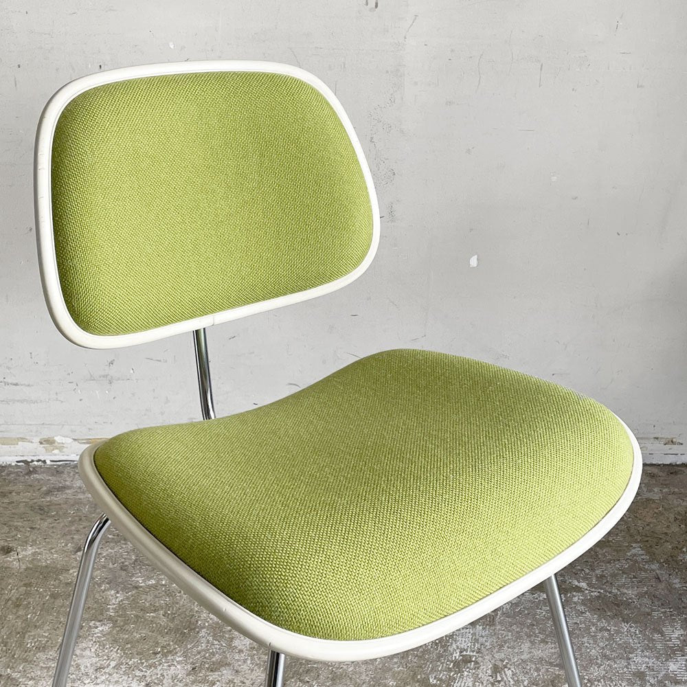 ハーマンミラー Herman Miller ツーピースプラスチックチェア Two Piece Plastic Chair DCM ホワイト グリーン ファブリック張替済 希少 ■